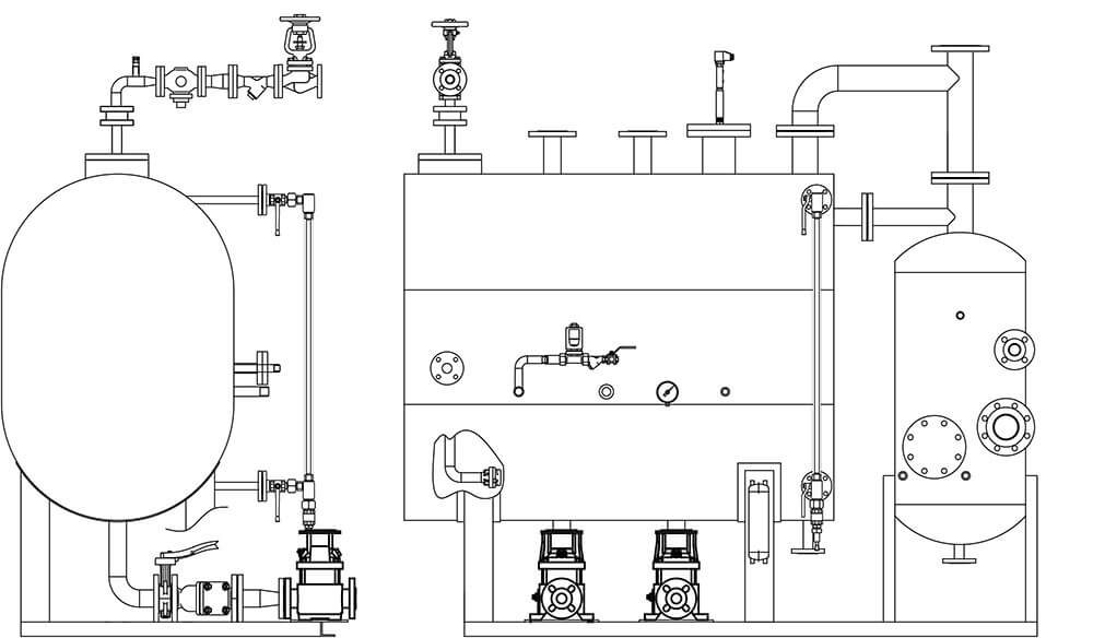Water preparation tank with chemical degassing v1500